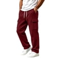 thumbnail image 1 of Dvprdro Mens Sweatpants Cargo Wide Leg Elastic Waist Drawstring Baggy Pants Casual Athletic Open Bottom Lounge Workout Outdoor Joggers with Pockets, 1 of 7