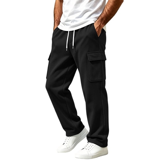 Dvprdro Mens Sweatpants Cargo Wide Leg Elastic Waist Drawstring Baggy Pants Casual Athletic Open Bottom Lounge Workout Outdoor Joggers with Pockets