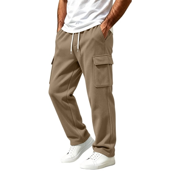 Dvprdro Mens Sweatpants Cargo Wide Leg Elastic Waist Drawstring Baggy Pants Casual Athletic Open Bottom Lounge Workout Outdoor Joggers with Pockets