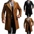 thumbnail image 1 of Chiccall Mens Wool Blend Overcoat Double Breasted Fleece Notched Lapel Long Warm Casual Coat with Pockets, 1 of 6