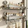 thumbnail image 1 of Yyuenw Metal Suction Cup Shower Storage Rack Hole-Free Wall-Mounted Towel Holder Ideal for Bathroom, Kitchen and Home Decor, 1 of 6