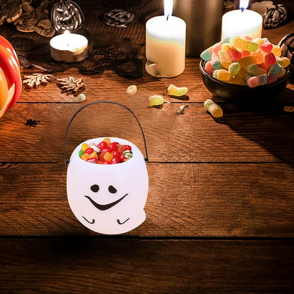 Yyuenw Mini Halloween Candy Cauldron,Pumpkin Ghost Candy Bucket Holder, Halloween Candy Bucket, Halloween Candy Holder with Handles for Trick or Treat Halloween Party Favor Home Decoration Supply