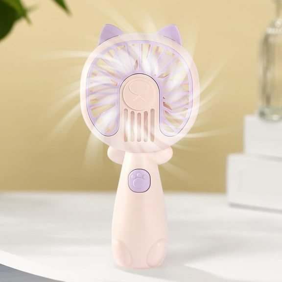 Clearance Under $5!Yyuenw Mini Handheld Fan, 3 Speed Wind, Cute Cat Ears Design, for Women Girls Indoor Outdoor Travel Camping Supplies, USB Rechargeable Portable Personal Fan