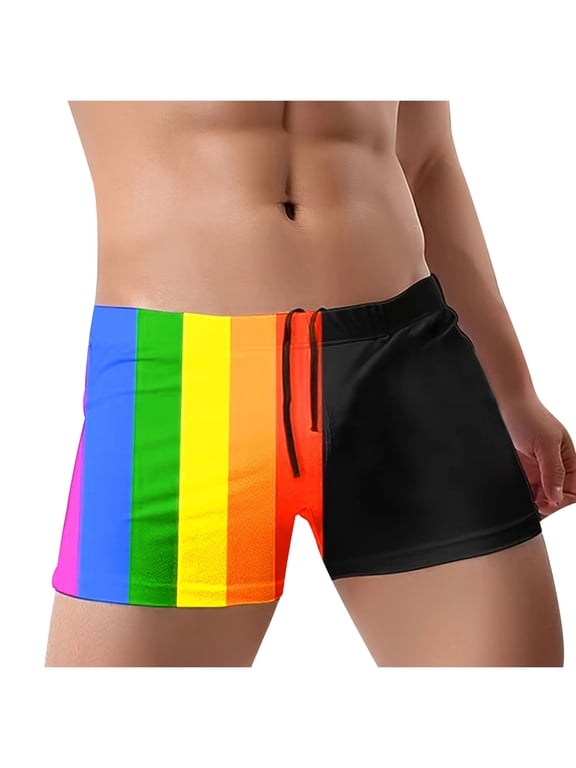 Minimalist Print Men's Swim Trunks, Quick Dry Swimsuit, Slim Fit Athletic Swimwear for Summer Pool & Beach