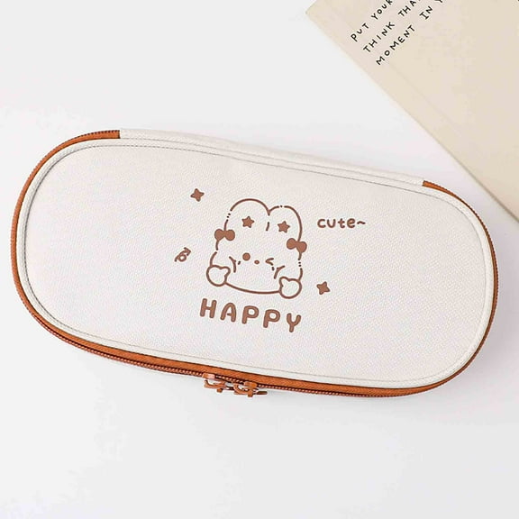Yyuenw Multifunctional Pencil Case, Cute Printed Canvas Pencil Pouch, Large Capacity Pencil Organizer with Dual Zippers, Suitable for Pens, Pencils and General Stationery