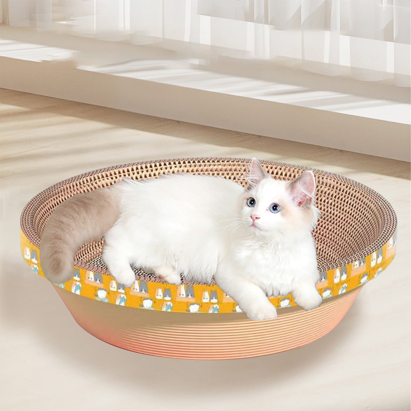 Yyuenw Oval Cat Scratcher Bed, 12 inches Scratching Cardboard Bowl ...