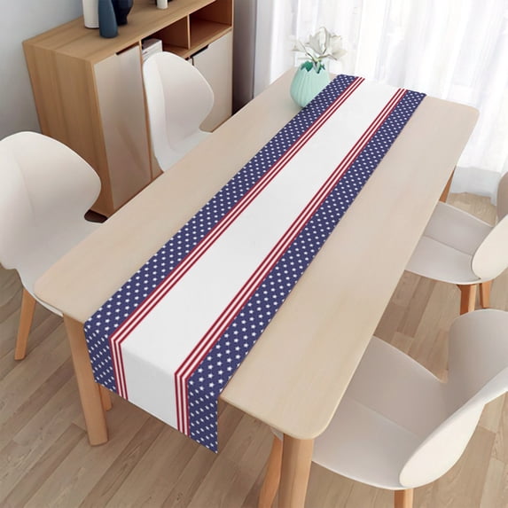 Clearance Under $5!Yyuenw Patriotic Table Runner Independence Day Table Flag With Non-Slip Heat Resistance Linen Tablecloth Decorative Table Runner Mat For Dining Table 4th of July Decorations