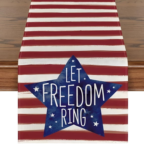 Clearance Under $5!Yyuenw Patriotic Table Runner Independence Day Table Flag Patriotic Dwarf Truck Pattern Table Cloth Table Decoration Strip Scarf 4th of July Decorations