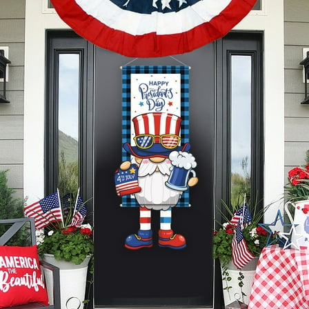 Clearance Under $5!Yyuenw Patriotic Wreath Independence Day Decoration Hanging Fabric Creatives Gnome Scene Setting Decoration Door Hanging 4Th of July Wreaths for Front Door