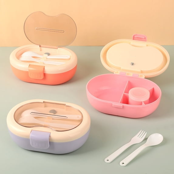 Yyuenw Plastic Lunch Box, 5-Compartment Cute Oval Lunch Container, Reusable Snack Container, Made with BPA-Free Materials Ideal for Office Use and Dining Out