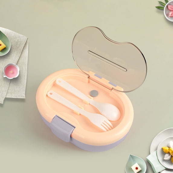 Yyuenw Plastic Lunch Box, 5-Compartment Cute Oval Lunch Container, Reusable Snack Container, Made with BPA-Free Materials Ideal for Office Use and Dining Out