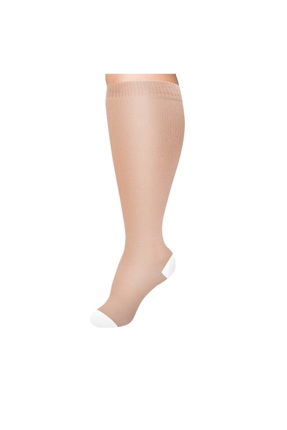 Plus Size Solid Compression Socks (1-Pack), Wide Calf Knee High Support Socks, Comfort Breathable Socks for Work, Sports & Casual Wear