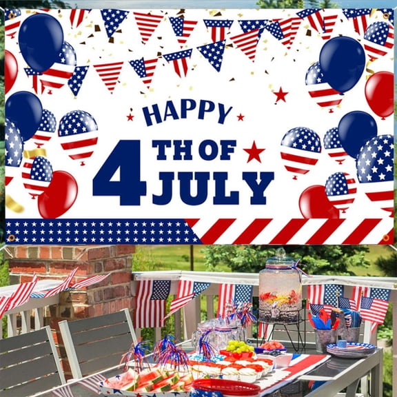 Yyuenw Probsin 4th of July Flag 3x5 Ft Decorations Outdoor Double Printed National Patriotic Hanging Decor Party Supplies Vintage Rustic Bunting for Outside Indoor Fence Garage Balcony Garden Room