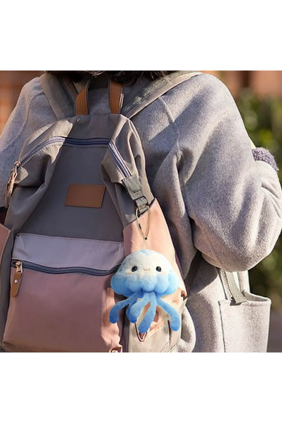 Purse Charm Fancy Jellyfish Cute Keychain, Soft Stuffed Plush Keychain Toys Bag Charm for Kids' Backpack, Purse