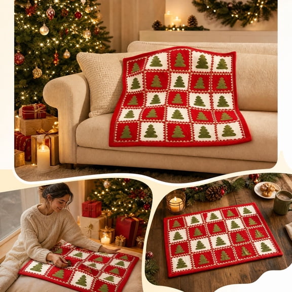 Yyuenw Red Christmas Holiday Throw Blanket Soft Polyester Cozy Home Decor for Sofa Couch Bed Living Room