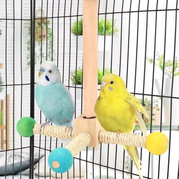 Yyuenw Rotating Bird Perches Toy, Wooden Exercise Wheel Parrot Toy, Spinning Parakeet Toys 360 Degree Free Rotation Practical Bird Cage Accessories for Parakeets Parrots Cockatiels
