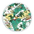 thumbnail image 1 of Yyuenw Round Beach Towel Oversized Blanket Palm Leaves Tropical Style Flamingo Print Microfiber Large Round Towel Picnic Mat Super Water Absorbent Towel 59 Inches Diameter, 1 of 5