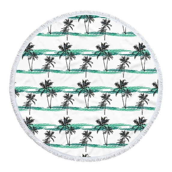 Yyuenw Round Beach Towel Oversized Blanket Palm Leaves Tropical Style Flamingo Print Microfiber Large Round Towel Picnic Mat Super Water Absorbent Towel 59 Inches Diameter