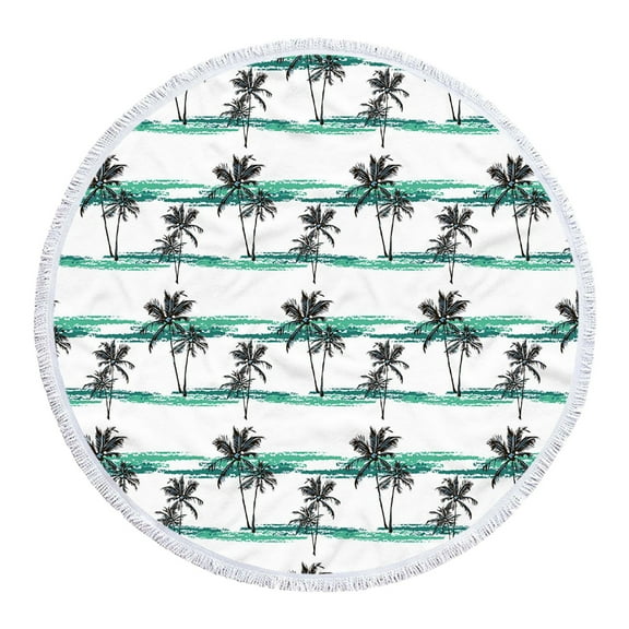 Yyuenw Round Beach Towel Oversized Blanket Palm Leaves Tropical Style Flamingo Print Microfiber Large Round Towel Picnic Mat Super Water Absorbent Towel 59 Inches Diameter