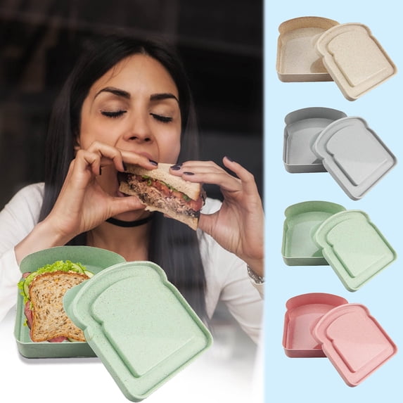 Yyuenw Sandwich Containers for Lunch Boxes,Reusable Sandwich Box Food Storage Containers for Office Camping, Microwave & Dishwasher Safe