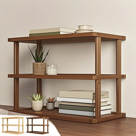 Yyuenw Shoe Rack, 3 Tier Wooden Shelf Bookcase Modern Open Bookshelf Bamboos Shoe Rack Storage Rack Multifunctional Display Stand For Living Room Bedroom Office