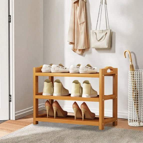 Yyuenw Shoe Rack, Bamboos Shoe Rack Home Floor Concise Shoe Rack Multi-Layer Shelf Dormitory Space Saving Storage Small Shoe Cabinet