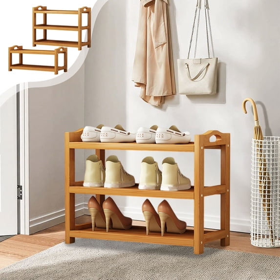 Yyuenw Shoe Rack, Bamboos Shoe Rack Home Floor Concise Shoe Rack Multi-Layer Shelf Dormitory Space Saving Storage Small Shoe Cabinet