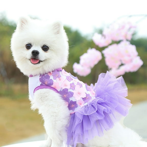 Yyuenw Small Dog Dress, Fashion Pet Dog Clothes, Striped Mesh Puppy Dogs Princess Dresses, Tiny Puppy Clothes Girl Tutu for Dogs Dresses Harness Birthday