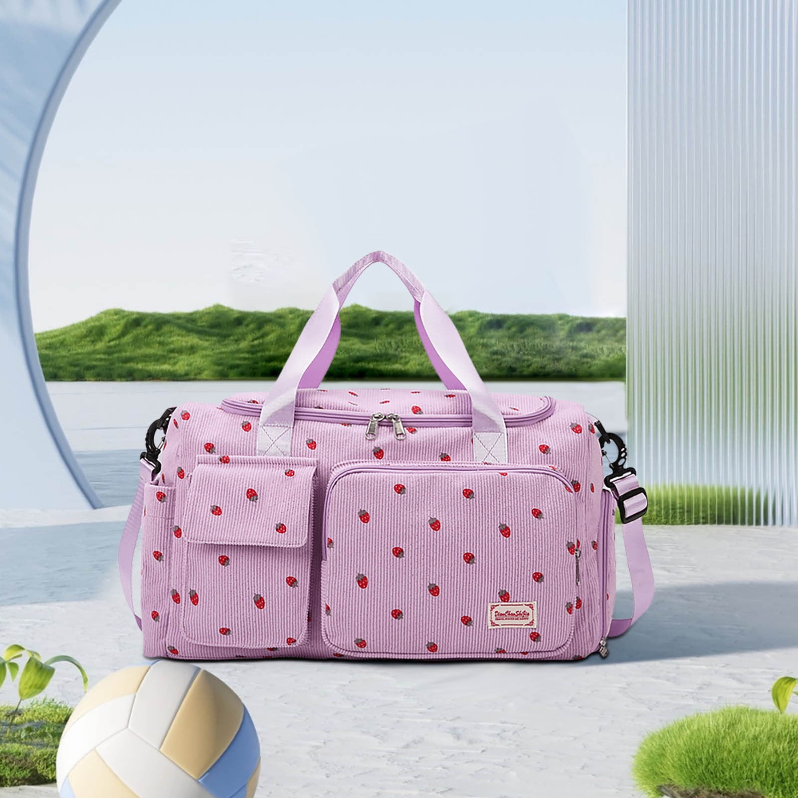 Mini Gym Bag With Toiletry Pouch – Small Duffle For Workout, Dance, Travel, Pink