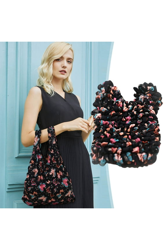 Clearance Under $5!Yyuenw Stretchable Magic Bubble Bag Oversized Portable Shopping Tote with Pleated Design, High Capacity & Eco-Friendly Handbag Pleated Bag