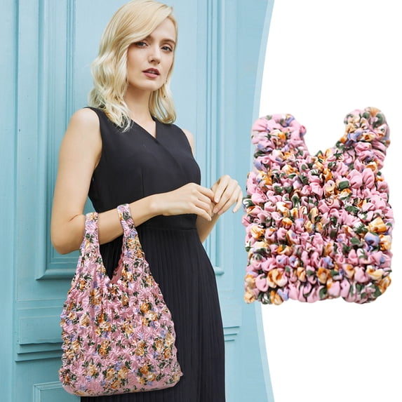 Clearance Under $5!Yyuenw Stretchable Magic Bubble Bag Oversized Portable Shopping Tote with Pleated Design, High Capacity & Eco-Friendly Handbag Pleated Bag