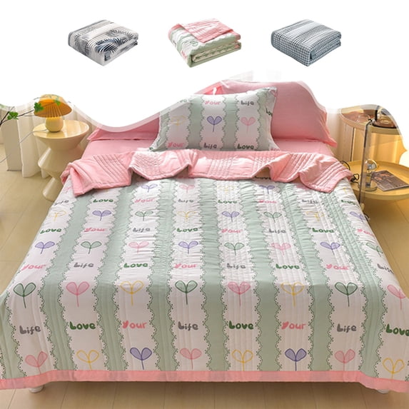 Yyuenw Summer Quilt, 78x70-inch Printed Summer Quilt, Cool Fabric, Lightweight and Portable, Ideal for Summer Bedding and Housewarming Gift