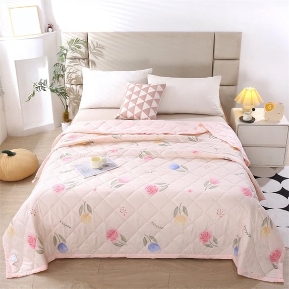 Yyuenw Summer Quilt Air Conditioning Blanket Kids Comforter Set for Girls, Cute Reversible Quilted Lovely Printed , Lightweight Soft Breathable Machine Washable