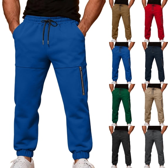 Dvprdro Sweatpants for Men Elastic Waist Closed Bottom Casual Athletic Joggers Drawstring Fashion Workout Pants with Zip Pockets