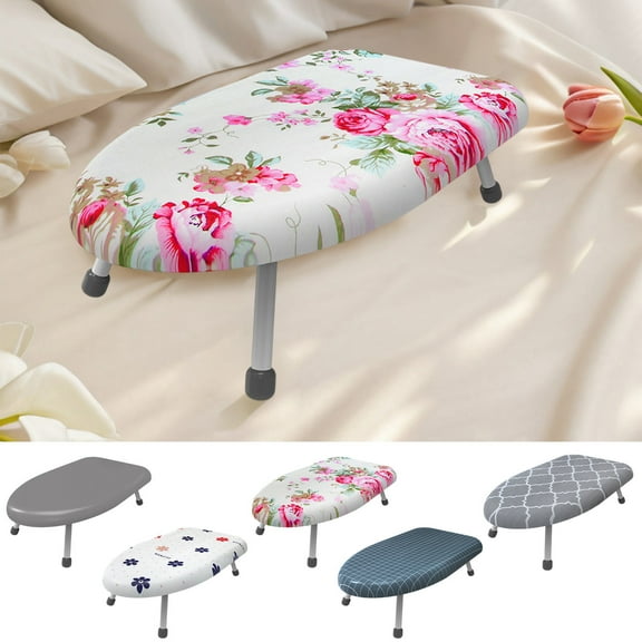 Yyuenw Tabletop Ironing Board,Small Ironing Board with Non-Slip Folding Feet Portable Ironing Board with Heat Resistant Pad,Extra Thick Cover,Space Saving Foldable Iron Board