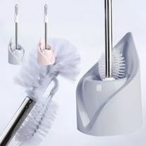 Yyuenw Toilet Brush and Holder,Toilet Brush With Hard Bristles Bathroom Cleaning,Self Closing Lid Toilet Bowl Brushes Holder and Extra Long Handle Ventilated Toilet Brush Set