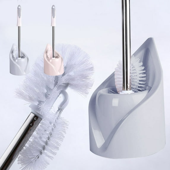 Yyuenw Toilet Brush and Holder,Toilet Brush With Hard Bristles Bathroom Cleaning,Self Closing Lid Toilet Bowl Brushes Holder and Extra Long Handle Ventilated Toilet Brush Set