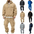 thumbnail image 1 of Dvprdro Tracksuit for Men 2 Piece Sets with Pockets Athletic Casual Hooded Sweatshirts and Joggers Cargo Loose Fit Sweatsuit Outfits, 1 of 7