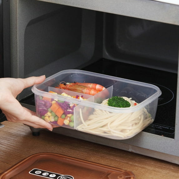 Yyuenw Transparent Lunch Box, Plastic Three-Compartment Food Storage Container, Large Capacity, Lightweight and Portable, Microwave Safe Ideal for Work, Fitness and Dining Out