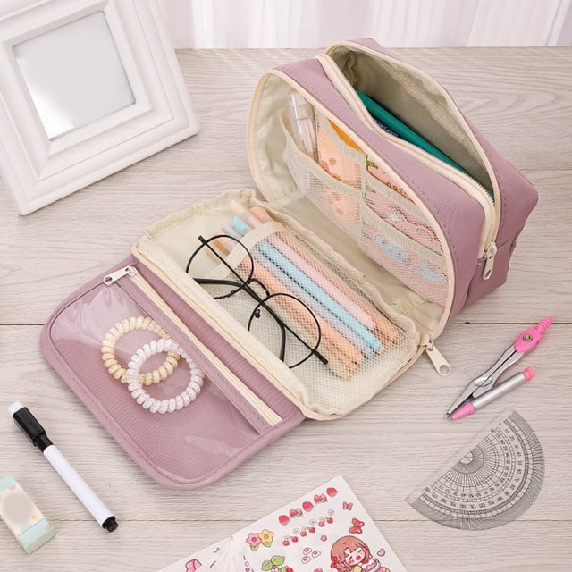 Yyuenw Transparent Pen Case Nine Layers Pen Case,Large Pencil Case High Capacity Holder Box Storage bag Desk Organizer Marker