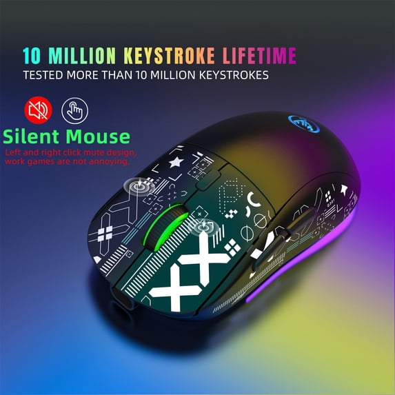 Yyuenw Tri-Mode 2.4GHz & Bluetooth Wireless Gaming Mouse, RGB Backlight, Rechargeable, 3600DPI Optical, Silent Clicks for PC Gaming