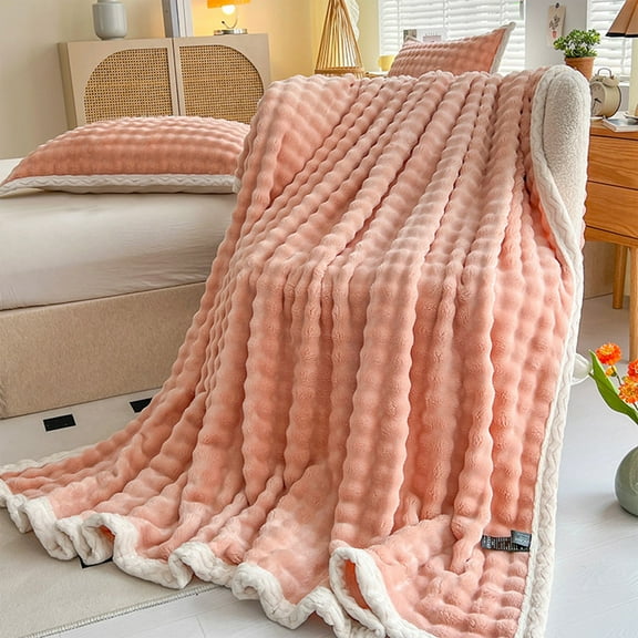 Yyuenw Twin Bedding Sets Soft Bubble Fleece Blanket Fluffy Blanket Soft Bubble Fleece Blanket, Solid Color Plush Blanket