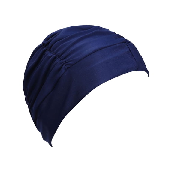 Yyuenw Unisex Soft Stretch Solid Color Swim Cap, Non-Slip Comfortable Bathing Hat, Pleated Nylon Fabric Cap for Swimming Water Sports