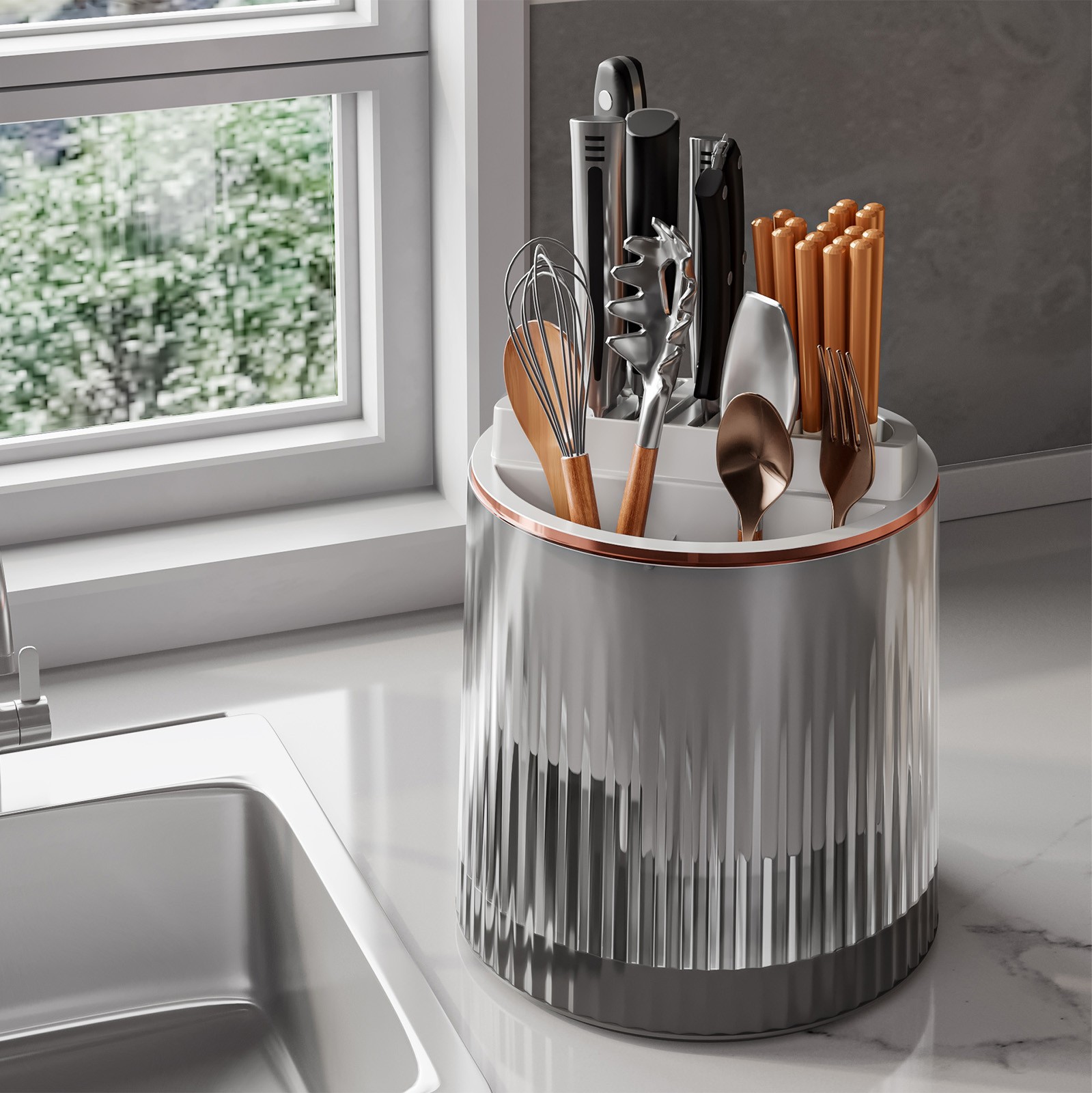 Yyuenw Universal Knife Block Holder 360 Degree Rotating Knives Holder ...