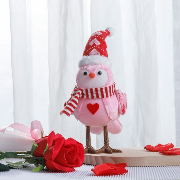 Yyuenw Valentines Decorations Birds Statue Fabric Birds, Standing Fabric Birds Ornament,Tabletop Light up Bird, Festival Tiered Tray Decoration Bird, Valentine Day Christmas Party Gifts