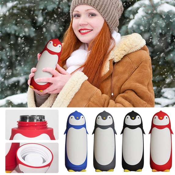 Yyuenw Water Bottle, Penguin Cup Glass Cup Double Layered Water Cup Cup Cute Pengu Gift