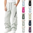 thumbnail image 1 of Dvprdro Wide Leg Sweatpants for Men Elastic Waist Drawstring Casual Athletic Sweat Pants Loose Fit Stretch Trousers Fashion Workout Joggers with Zipper Pocket, 1 of 7