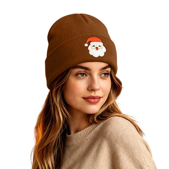 Yyuenw Winter Hats for Women Casual Warm Santa Claus Embroidered Slouchy Hat for Winter Skiing Cold Weather Outdoor Christmas Party