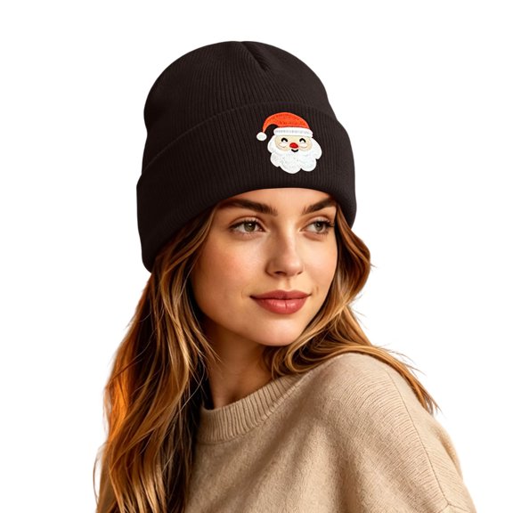 Yyuenw Winter Hats for Women Casual Warm Santa Claus Embroidered Slouchy Hat for Winter Skiing Cold Weather Outdoor Christmas Party