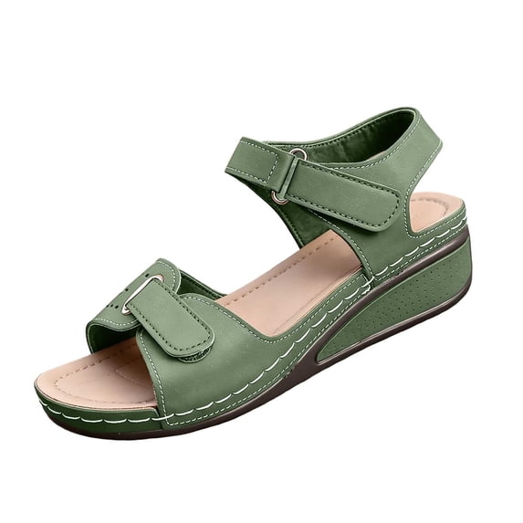 Yyuenw Women Comfort Wedge Platform Sandals Hook and Loop Strap Outdoor Casual Footwear